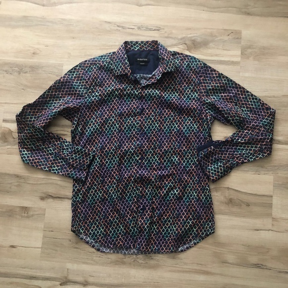 Multi Colour Bugatchi Shaped Fit Button Down Long Sleeve Top - Picture 1 of 7